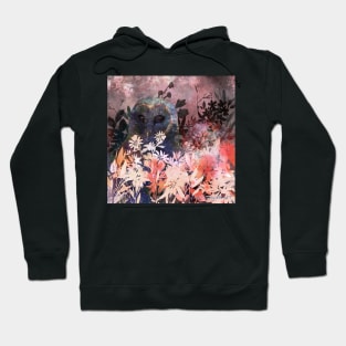 Cosmic Barn Owl in Flower Field Negative Painting Hoodie